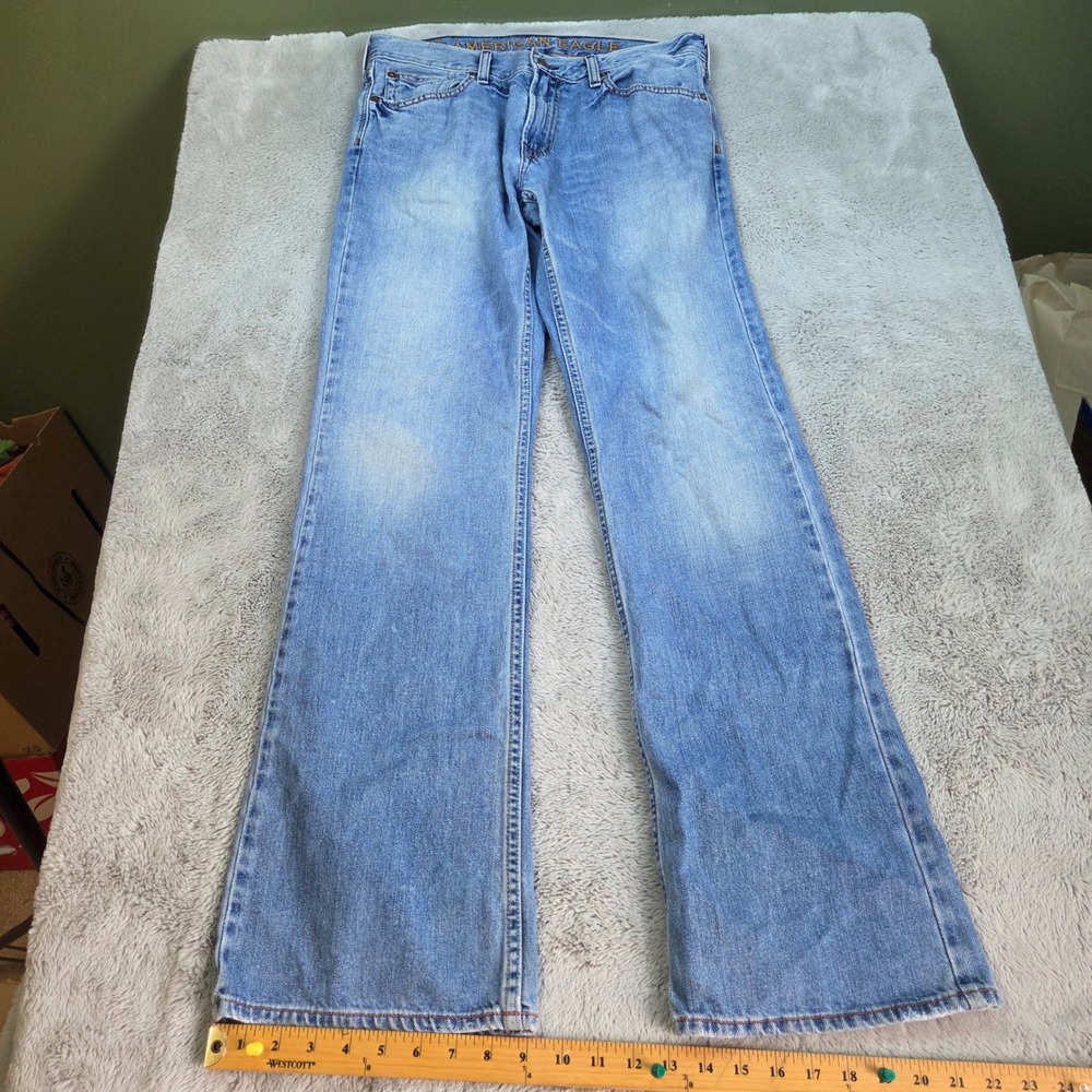 American Eagle Low Rise Boot Jeans Mens 32x34 Cotton Denim Light Wash Blue Pants